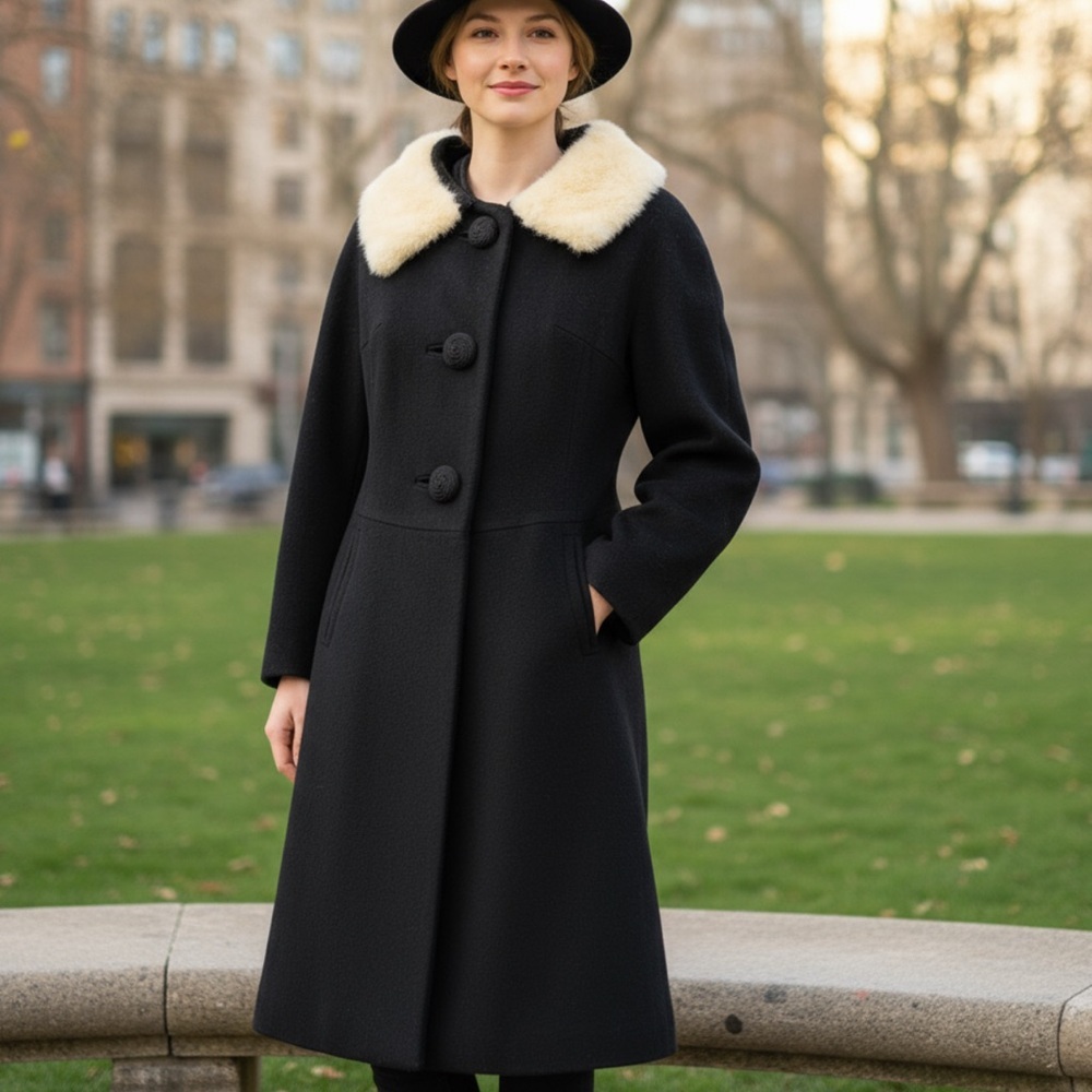 ✔️ Vintage Tailor Made Vintage Dress Coat with Mink Collar 1950’s 1960’s